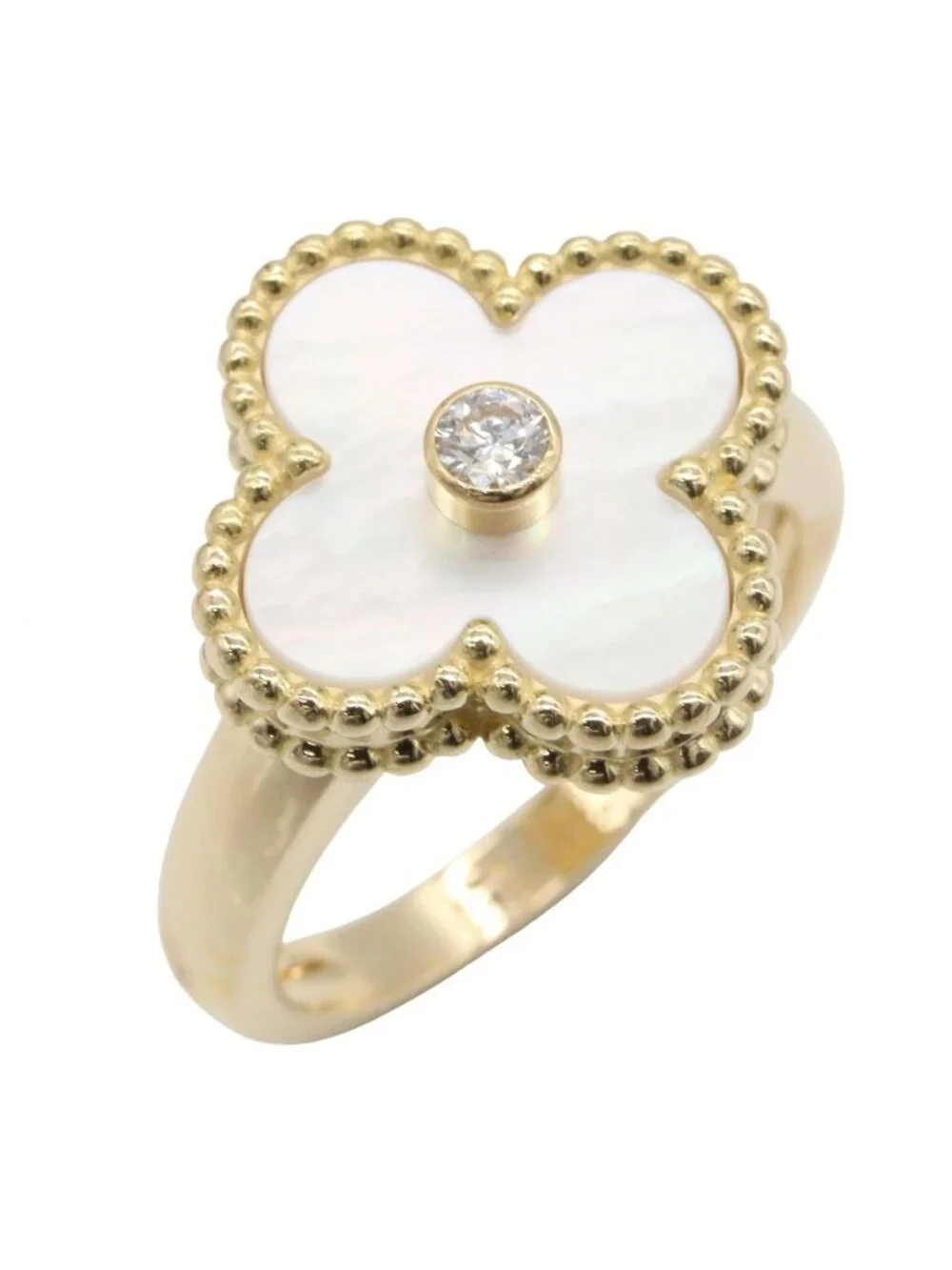 Van Cleef & Arpels Ring Vintage Alhambra Mother of Pearl 18k Diamond